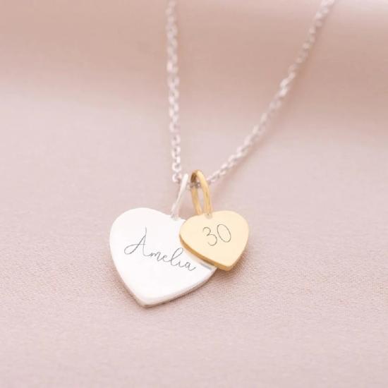 Personalised Double Heart Necklace