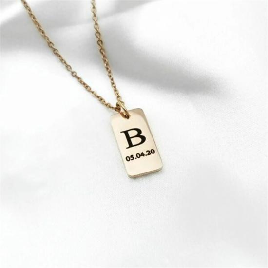 Custom Initial Date Plate Necklace