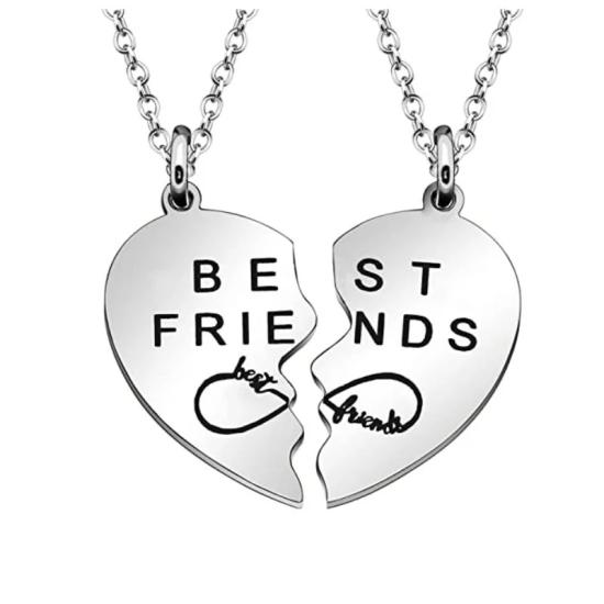 2 Pcs Best Friends Puzzle Infinity Necklace Set 