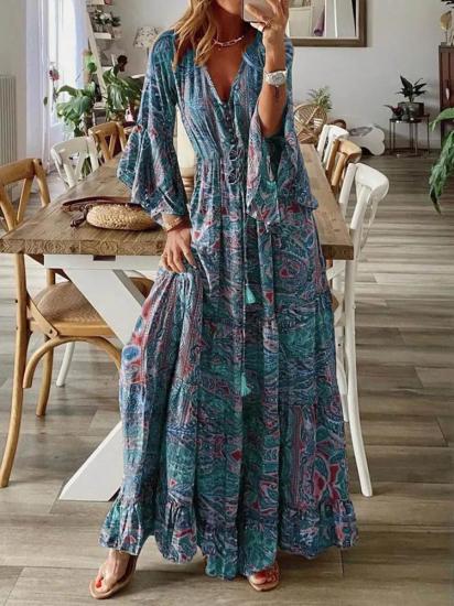 Blue Bohemian Beach Maxi Dress -