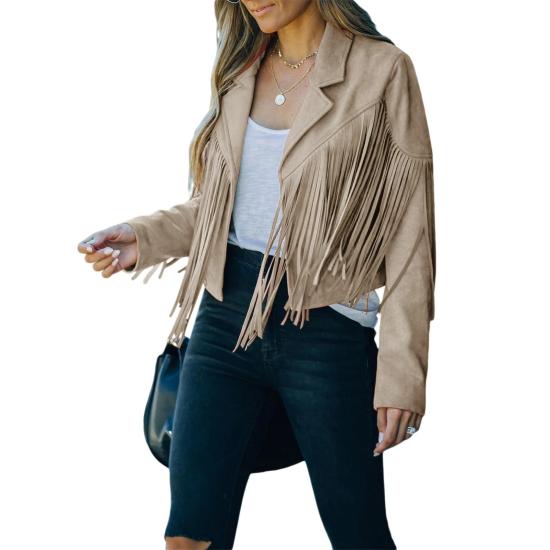 Champagne Suede Leather Women Jacket