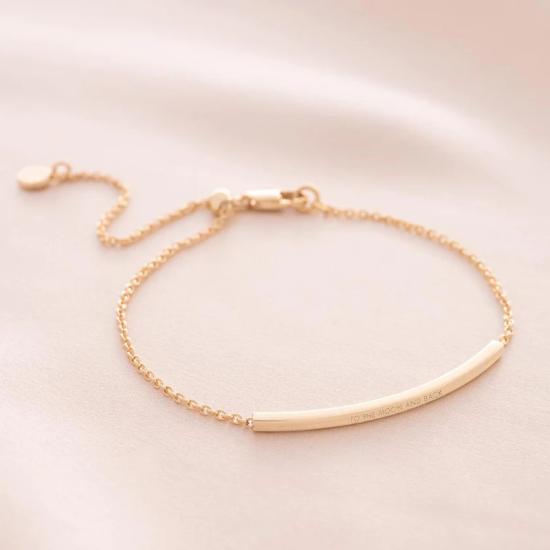 Curved Skinny Bar Personalised Message Bracelet for Adults and Kids/