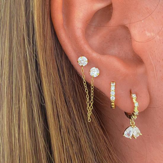 Dainty Crystal Water Drop Hoop Earrings ,CZ Dangling Earrings