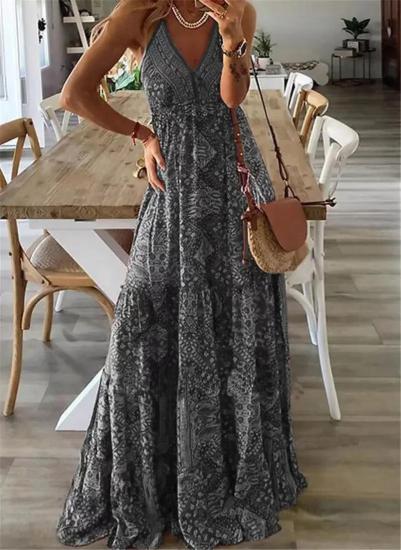 Gray Maxi Beach Party Dress -