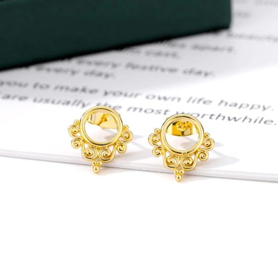 Gold Platinium Color Lace Small Stud Earrings/