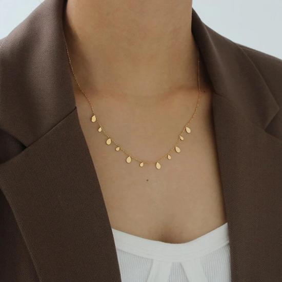 Dainty 18K Gold Choker Water Drop Necklace