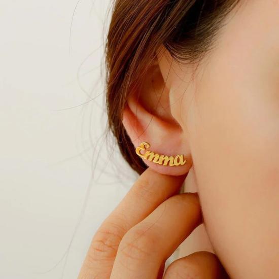 Minimalist Custom Name Stud Earrings