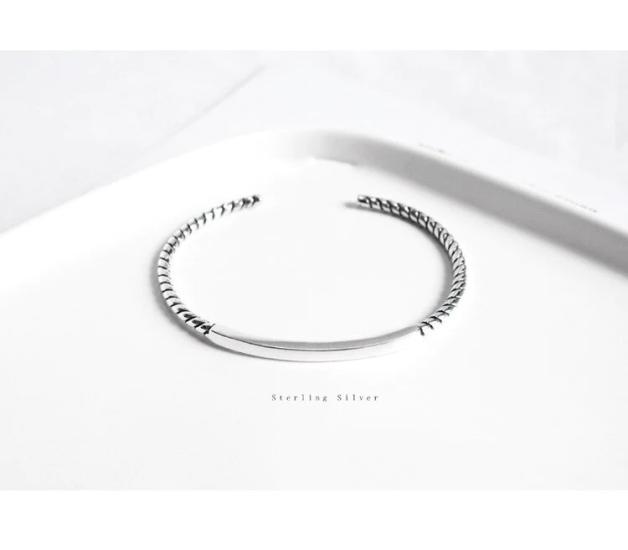 Silver 925 Sterling Silver Name Twisted Bangle