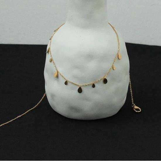 Dainty 18K Gold Choker Water Drop Necklace