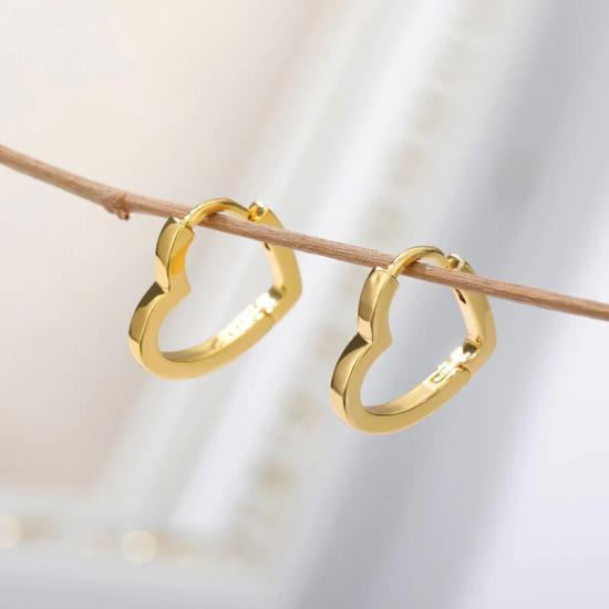Gold Color Heart Stud Earrings