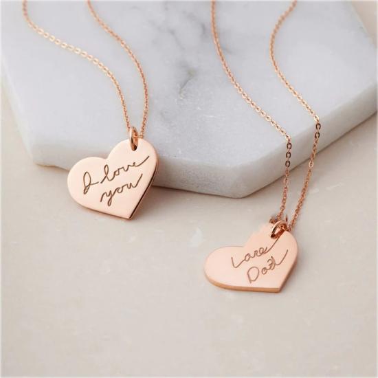 Custom Handwriting Name Heart Necklace