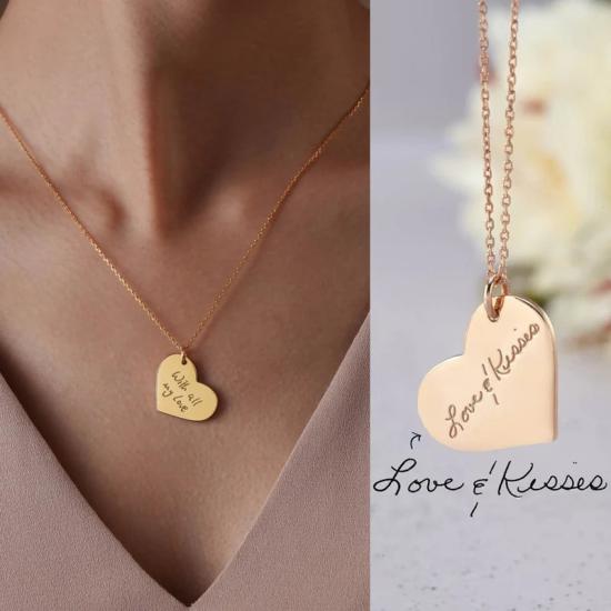 Custom Handwriting Name Heart Necklace