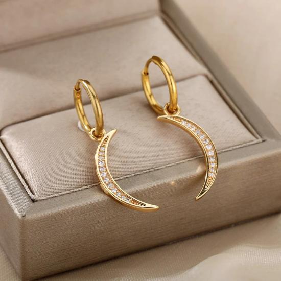 Zircon Pendant Hoop Earrings