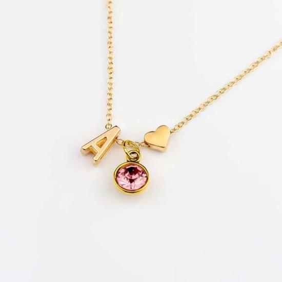 Personalized Birthstone Heart and Initial Necklace/