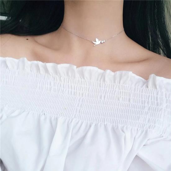 Silver Peace Crystal Choker Necklace