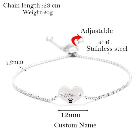 Chic Custom Heart Adjustable Bracelet