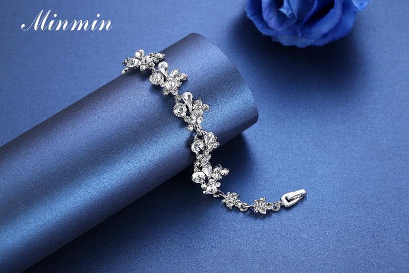 Silver plated floral women’s bracelet