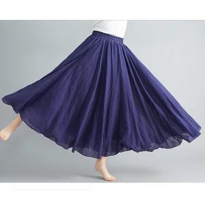 Purple Cotton Linen Maxi Skirt