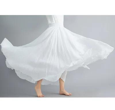 White Cotton Linen Maxi Skirt
