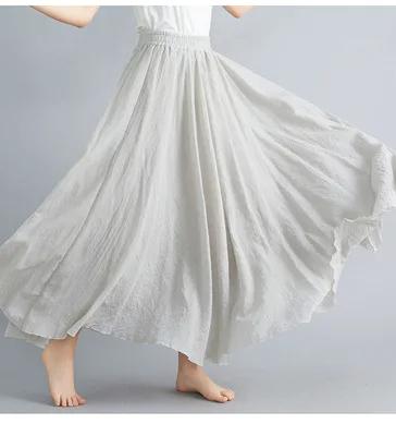 Light Gray Cotton Linen Maxi Skirt