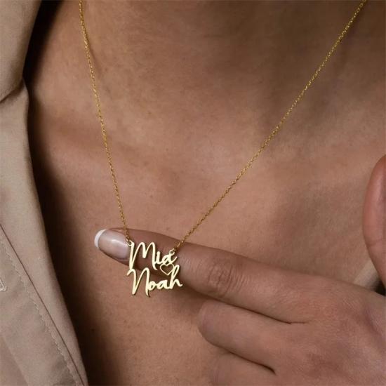 Personalized Double Name Couple Necklace /