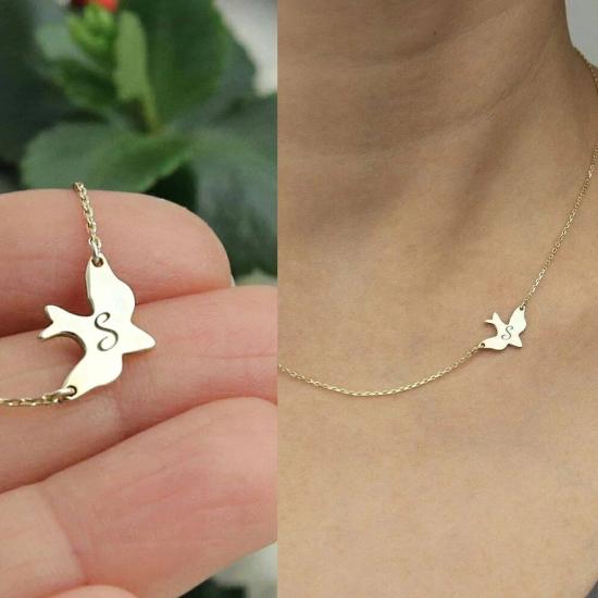 Personalized Bird Name Initial Necklace/