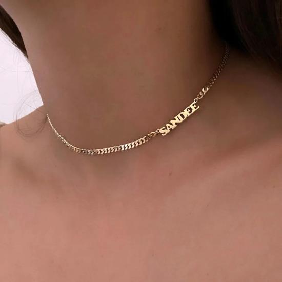 Custom Name Cuban Chain Choker Necklace