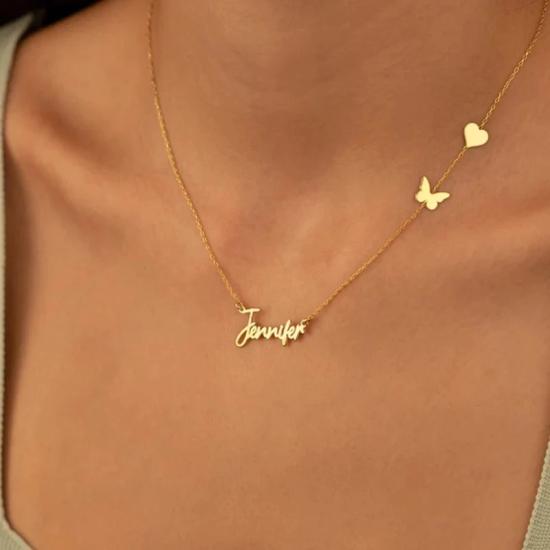 Personalized Gold Butterfly Name Necklace/