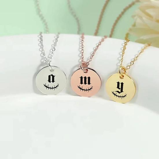 Retro Custom Letter Round Necklace/