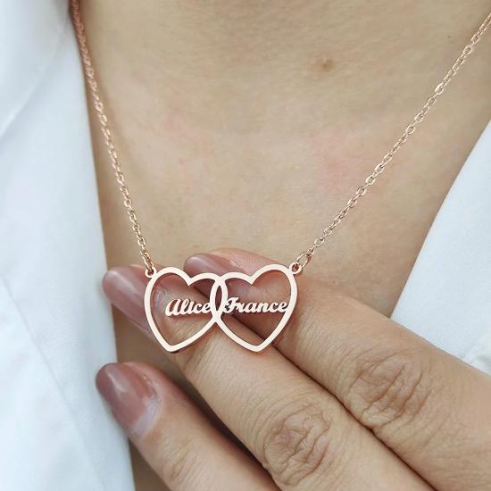 Personalized Double Name Hearts Choker Necklace