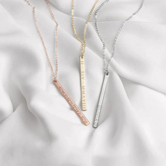 Personalized Vertical Bar Gift Necklace/