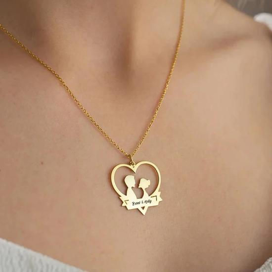 Personalized Double Name Heart Necklace