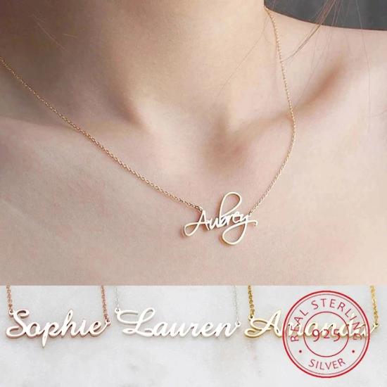 925 Sterling Silver Personalized Name Choker Necklace/