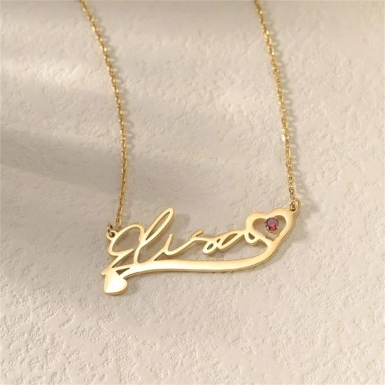 Custom Birthstone Name Necklace /