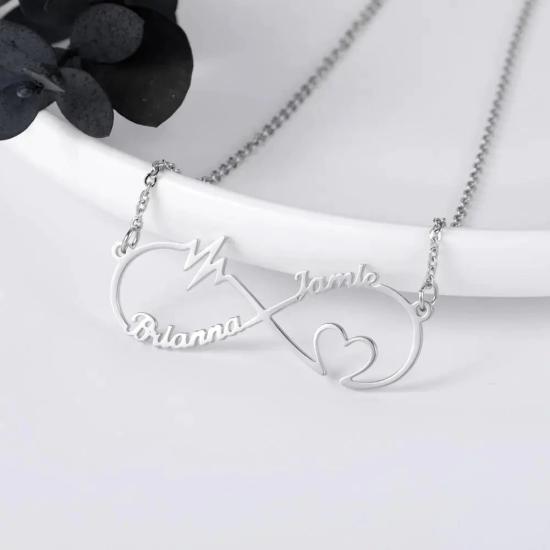 Personalized Infinity Hearts Couple Name Necklace