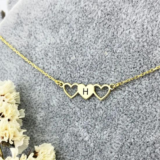 Personalized Hearts Initial Necklace/