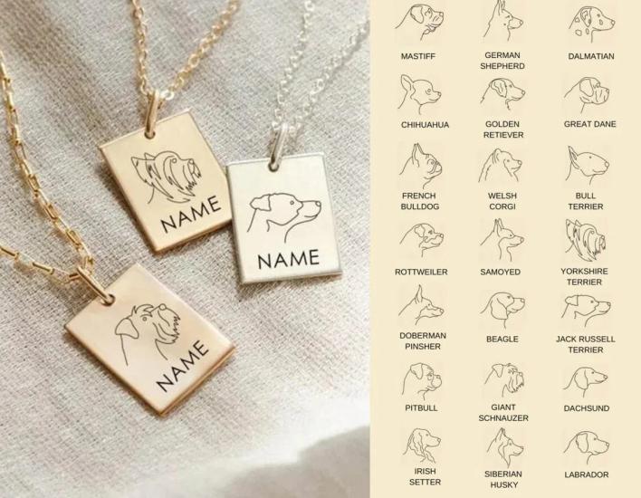 Custom Dog Charm Gift Name Necklace/