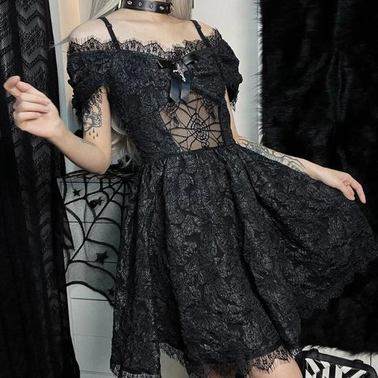 Gothic Bodycon Dark Sexy Jacquard Lace Lolita Dress
