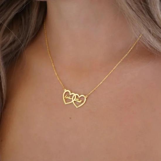 Personalized Double Love Heart Necklace