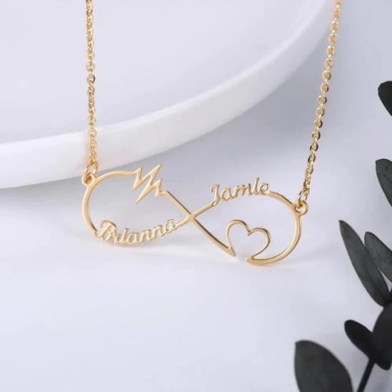 Personalized Infinity Hearts Couple Name Necklace