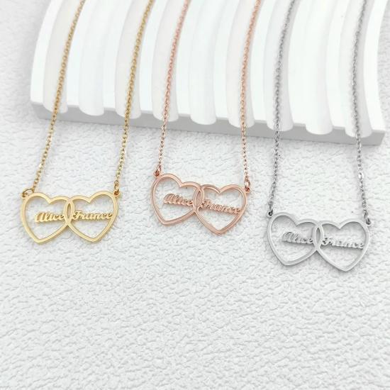 Personalized Double Name Hearts Choker Necklace