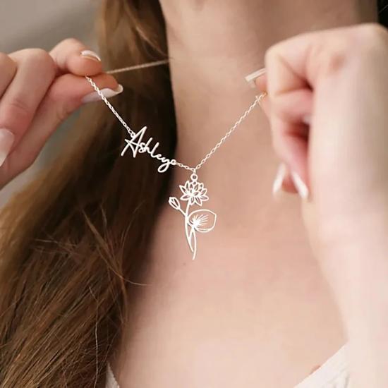 Personalized Flower Necklace/