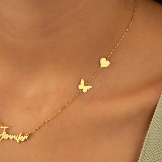 Personalized Gold Butterfly Name Necklace