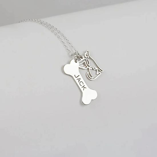 Personalized Bone and Dog Necklace/