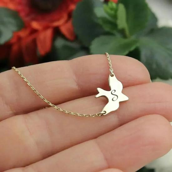 Personalized Bird Name Initial Necklace/