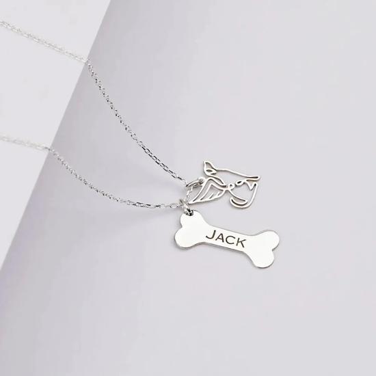 Personalized Bone and Dog Necklace/