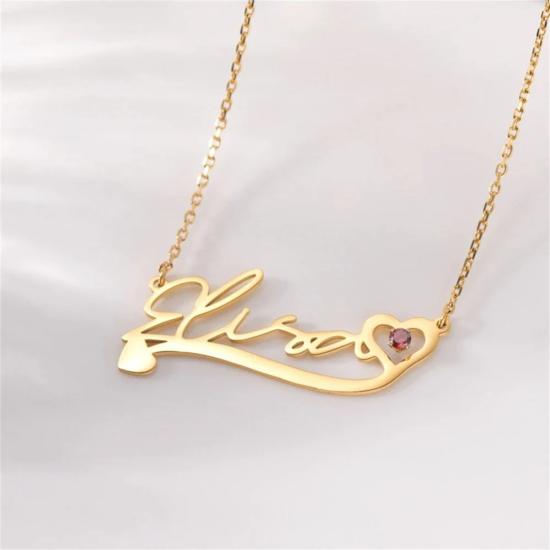 Custom Birthstone Name Necklace /