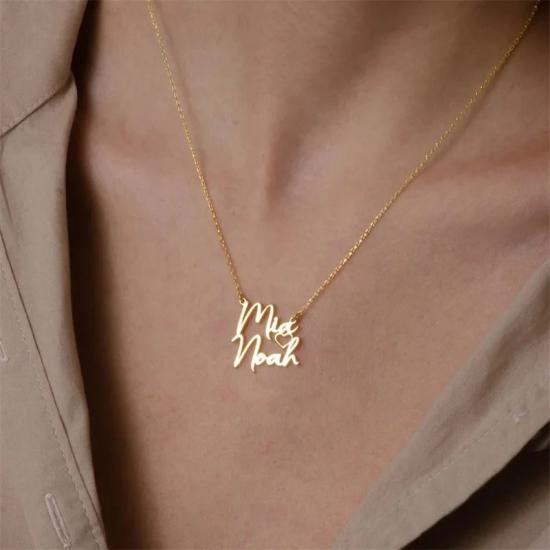 Personalized Double Name Couple Necklace /