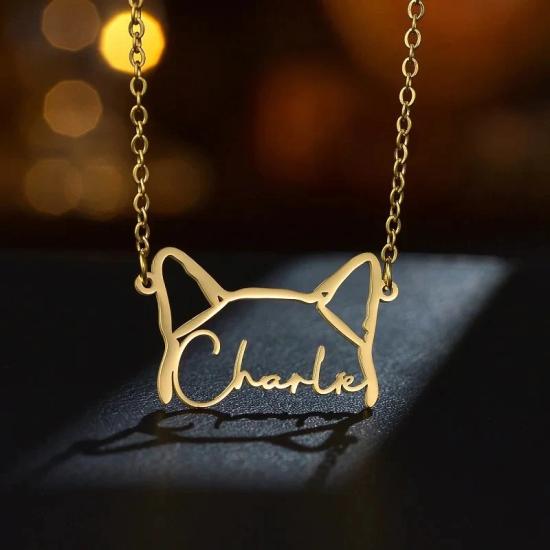 Custom Pet Ear Name Necklace