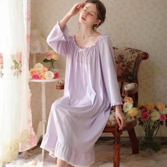 Purple Cotton Loose Night Dress
